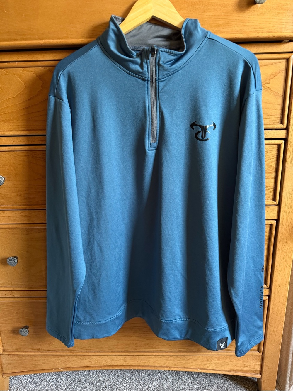 TrueTimber Fishing Quarter Zip Pullover Mens Size XL Steel Blue Activewear